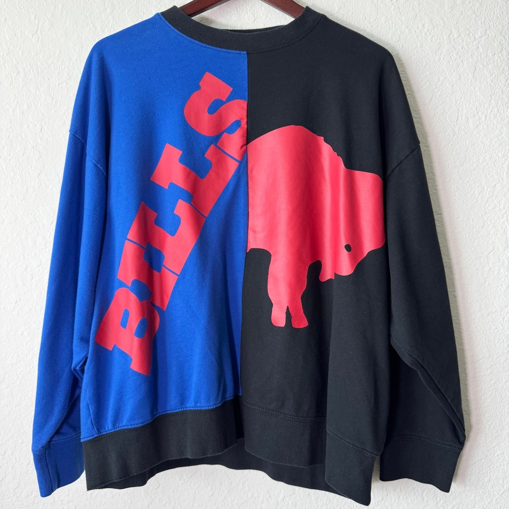 Mitchell & Ness Buffalo Bills Colorblock Sweatshirt Womens XL Blue Black Red NFL